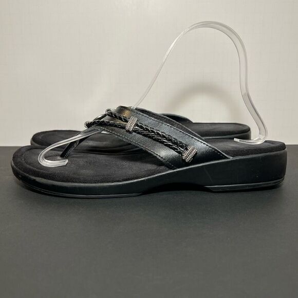 Womens MINNETONKA Silverbay Black Flip Flop Sandals / Size 10 - Picture 3 of 8